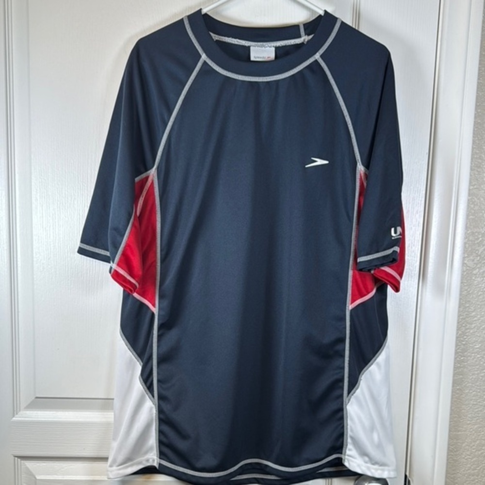 Speedo Men's UV Swim Shirt Short Sleeve Loose Fit Easy Tee Size XXL EUC #5574